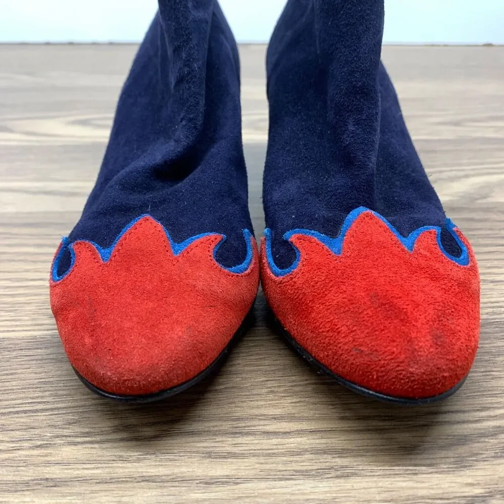 Free People Adelle Ankle Boot Blue‎ And Red Flame Size 37 / 7 MSRP: $195